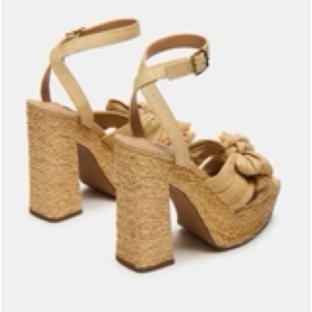 STEVE MADDEN ROMEY RAFFIA PLATFORM HEELS new in film - Picture 6 of 7